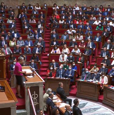 Elisabeth Borne prononce son discours de politique générale le 6 juillet 2022, dans l'hémicycle de l'Assemblée nationale. LCP