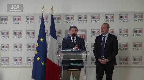 Jean-Félix Acquaviva et Laurent Marcangeli à l'Assemblée nationale, mercredi 30 mai 2023