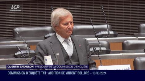 Vincent Bolloré, auditionné à l'Assemblée nationale, le 13 mars 2024.