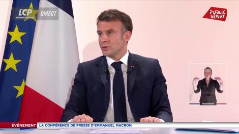Emmanuel Macron lors de sa conférence de presse 16/01/2024